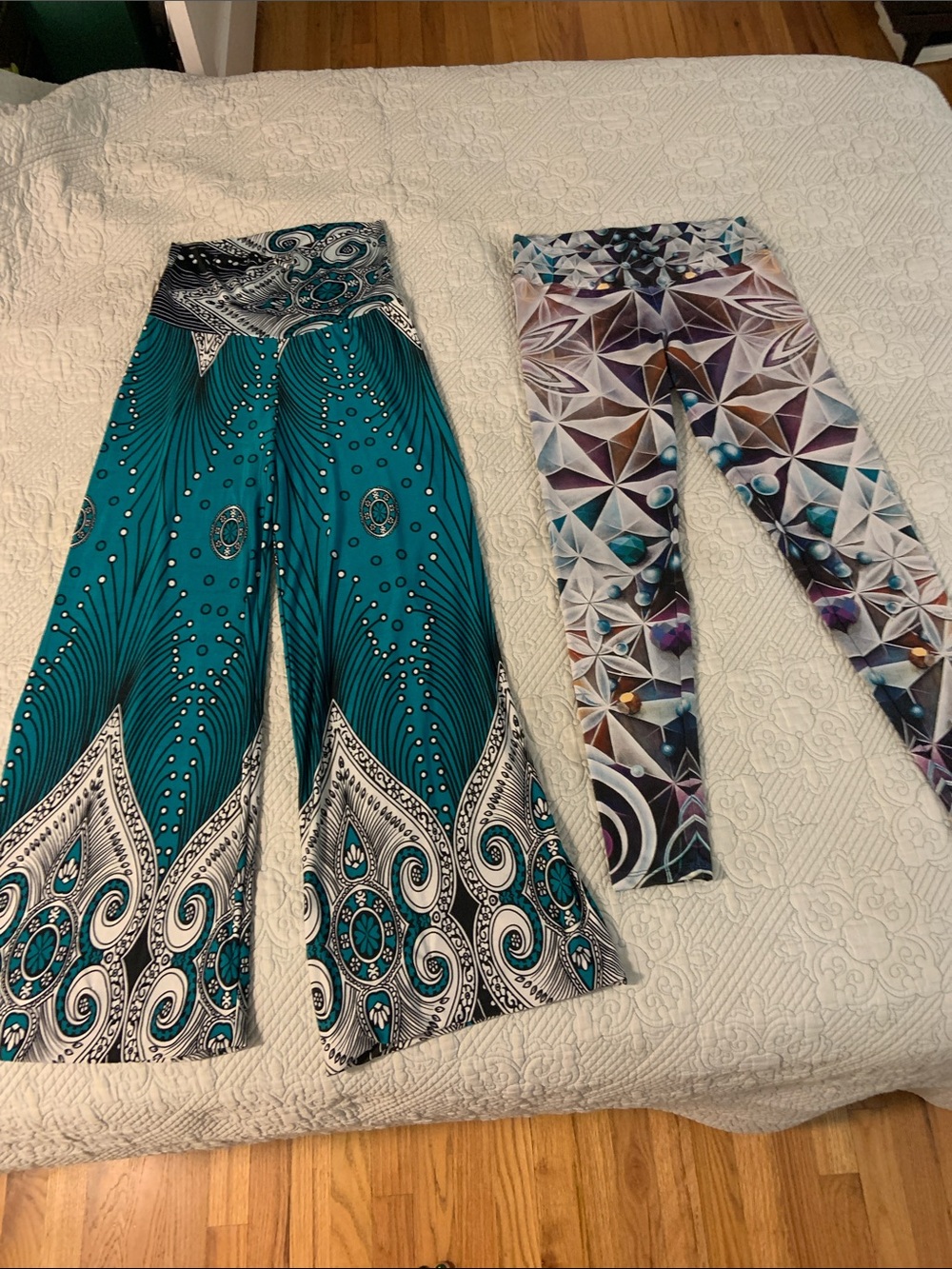 2 Pairs Festival Pants - Wide Leg Bohemian Palazzo & Vision Lab Crystal Leggings